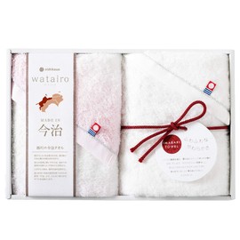 Nishikawa TBF2997111P Imabari Towel Gift Box, 2 Face Towels, Watairo Series, 100% Cotton, Soft, Made in Japan, Gift Packaging Included, Pink