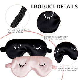 Pack of 2 Sleep Masks for Women & Children - Adults & Children Eye Mask, Soft Sleeping Glasses for Men and Women, Light Blocking Night Mask (Pink, Black)