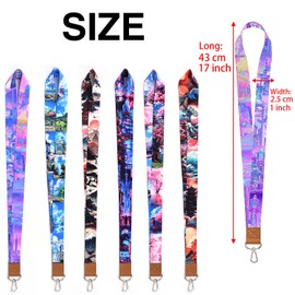 GTOTd Japanese Aesthetic Lanyard (6 Pieces) for Keys Phone, Wave and Mount Fuji Gifts Teens Lanyard with Metal Clasp for Wallet Cruise, Japanese Aesthetic