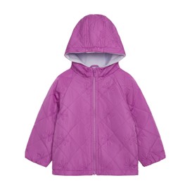 Carter's Girls' Daisy Diamond Quilted Midweight Jacket with Fleece Lining, Purple