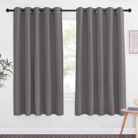 NICETOWN Blackout Curtain Drape for Bedroom - Grommet Noise Reducing Thermal Insulated Solid Room Darkening Window Treatment for Kids Room (1 Panel,66 x 66 Inch,Grey)