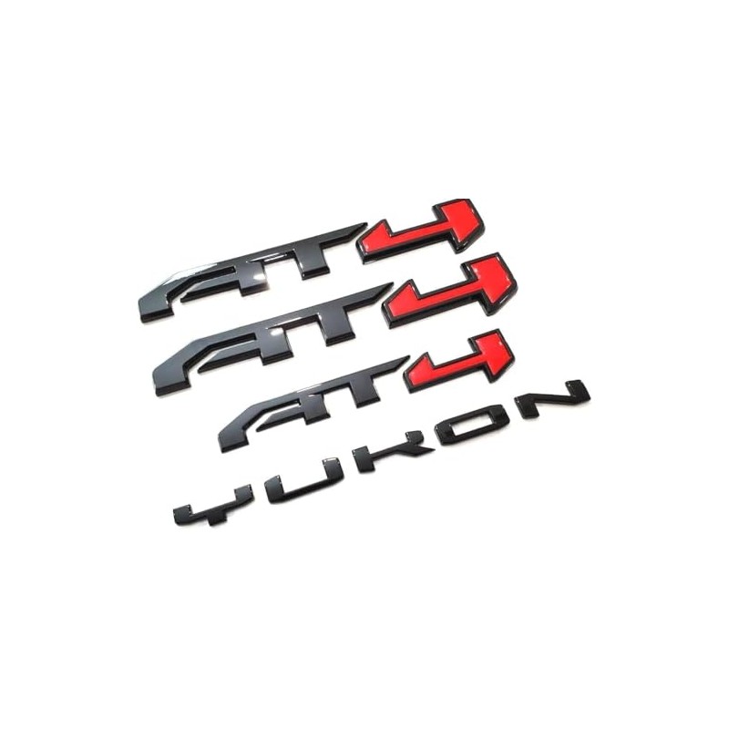 4Pcs Door Rear Tailgate AT4 Yukon Emblems Letters 3D Badge