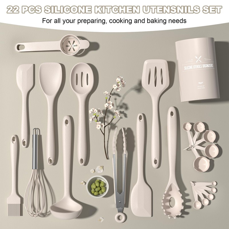 Umite Chef 22-Piece Silicone Cooking Utensils Set，Heat Resistant & Dishwasher