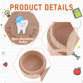 Tooth Fairy Tooth Holder 3D Carved Tooth Fairy Box, Wood Baby Tooth Box, Cute Lost Tooth Holder for Kids' First Lost Teeth, Dropped Tooth Keepsake Box for Boys Girls