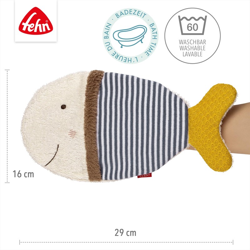 Fehn Fish Wash Mitt - Face Cloth with Animal Motif