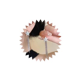 Wendalern Long Chain Tassel Bow Earrings Crystal Chain Bow Tie Dangle Earrings Silver Heart Hoop Earrings Small Bow Fringe Drop Earring Everyday Jewellery for Women and Girls, Zinc, No Gemstone