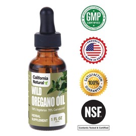 California Natural Wild Oregano Oil 1oz Bottle Immune System & Digestive Support - Promote Gut Health & Healthy Digestion - 100% Vegetarian - 70% Carvacrol - Herbal Supplement - 1oz