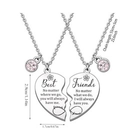 BOHJPIS 2 Pcs Gifts for Women Friendship Necklace Set Gifts For Birthday Teenage for Christmas Gifts for Women Mum Wife Present (Pink)