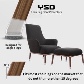 YSD 16PCS Chair Leg Floor Protectors, 0.75inch Small Transparent Chair Leg Caps for Tilt Chair Legs, Hardwood Floor Protectors for Furniture Legs with Felt Pads Sliders,No Scratches No Noise