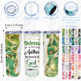 Nitial 12 Pcs Christian Gifts for Women Bulk Bible Verse Tumblers with Lids and Straws 20oz Stainless Steel Insulated Religious Tumblers Faith Jesus Christian Mug for Men Women Church Gifts