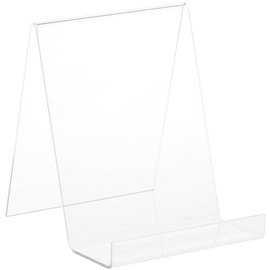 Plymor Clear Acrylic Flat Back Display Easel with 2.5" Box Ledge, 7.25" H x 6" W x 7" D (2 Pack)