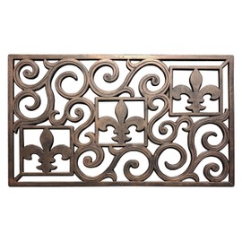 A1 Home Collections Doormat Rubber Pin Fun Designed Welcome Door Mats for Indoor Outdoor Entrance, 18" X 30", Fleur-De-Lis Bronze