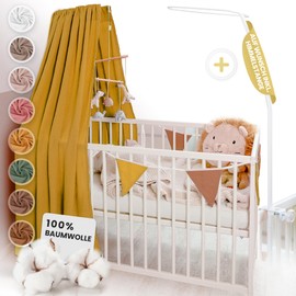lilimaus Betthimmel Babybett - Himmel aus 100% Musselin Baumwolle - Tolles Geschenk für Baby- und Kinderzimmer - Himmelbett Vorhänge für Mädchen und Jungen
