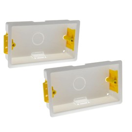 ÉABCON 35mm 2 Gang Dry Lining Back Box, Plasterboard Pattress Box, Adjustable Lugs (2)
