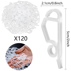 Booaee Pack of 120 Christmas Light Clips, Christmas Light Clip, Gutter Hooks for Christmas Outdoor Decorative Lights, Plastic Holder Hooks for Gutters, Shingle Lights, Chains, Rain Gutter