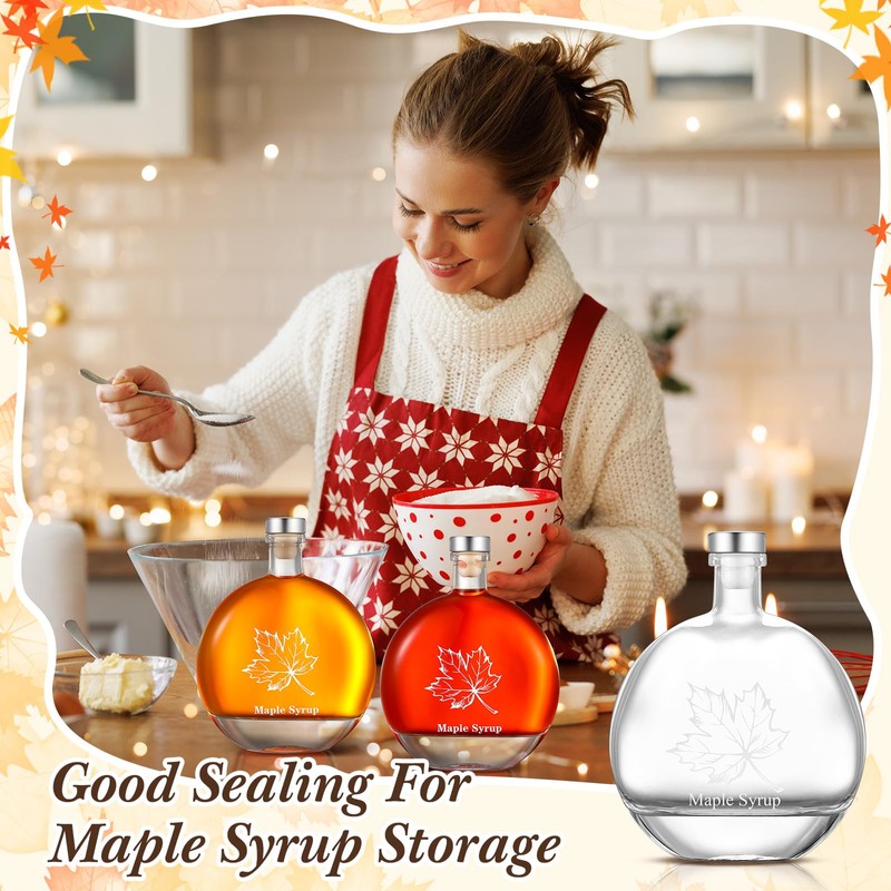 Maxdot 12 Pcs Glass Maple Syrup Bottles Clear Reusable Glass