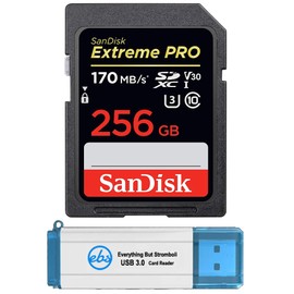 SanDisk 256GB SDXC Extreme Pro Memory Card Works with Sony Alpha a7 III Mirrorless Camera 4K V30 (SDSDXXY-256G-GN4IN) Plus (1) Everything But Stromboli (TM) 3.0 SD/Micro Card Reader