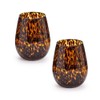 Two's Company Set of 4 Tortoise Print Stemless Wine Glass