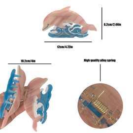 Sea Creature Shape Hair Claw Clip，Funny Dolphin Shape Acetate Hair Clip，Cute Hair accessories ，Big Claw Barrettes For Women. (Dolphin-pink)