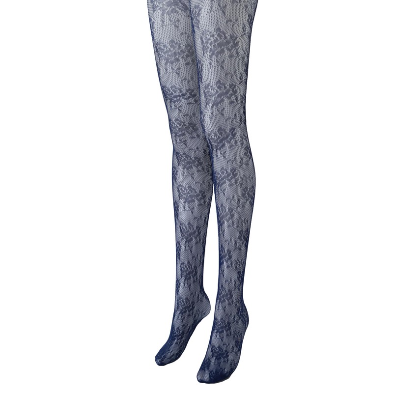 TBFT Blue lace tights fishnet stockings for women funky patterned