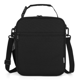 Maidyna Kids Lunch Bag, Reusable Lunch Bag with Adjustable Strap, Insulated Picnic Bag for Adults at Work, Children at School (Black)