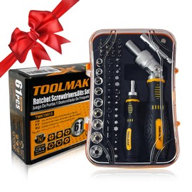 61 PCS Ratchet Screwdriver Set with Bits,Socket Wrench Set,Small Precision Screwdriver Set,Tool Set with Rotatable Ratchet Handle and Storage Case for Women, Men, DIY, Home Repair