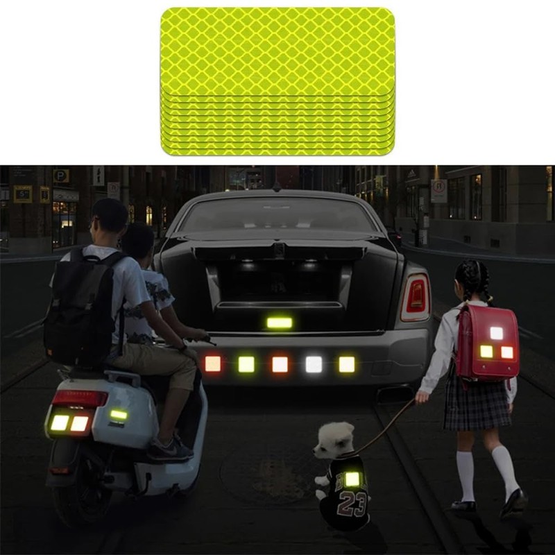 SANJAOYEE 10 Pack Reflective Stickers Bicycle Reflectors 8cm x 3cm
