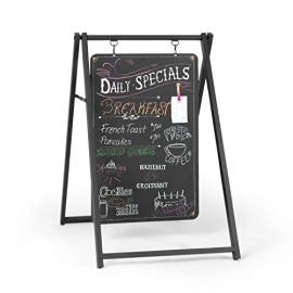 Ilyapa Modern Metal Double Sided Swinging Chalkboard Sidewalk Sign - Magnetic A Frame