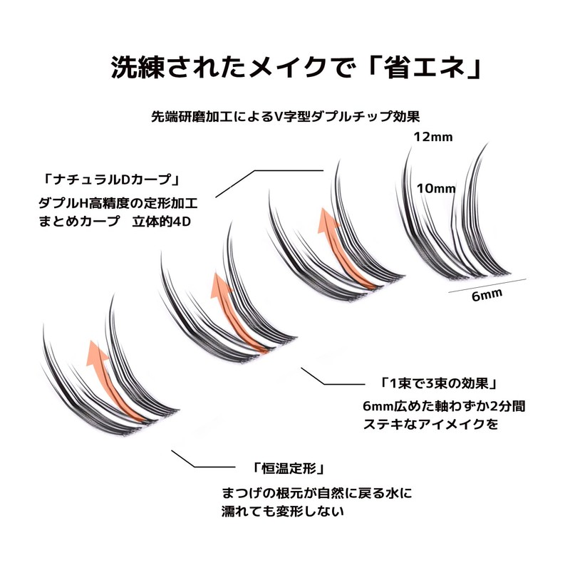 Derpilo Partial False Eyelashes, 60 Bundles, Matsueku, 3D False Eyelashes,