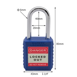 Unity Safety Lockout Tagout Padlock 1-1/2''(40mm), Keyed Alike Lockout Locks, Lock Out Tag Out Padlocks, Loto Locks, Electrical, Machines, Pluming, Circuit Breaker Lockout Locks (10, Blue)