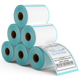 RyhamPaper 4" x 6" Shipping Labels 6 Rolls Direct Thermal Labels for Zebra 2844 Zp-450 Zp-500 Zp-505 and ohter Thermal Printer, 250 Labels per Roll Total 1500 Labels