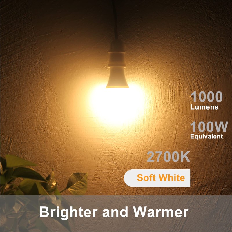Qualilux Dusk to Dawn Light Bulbs 1000 Lumen, Soft White,