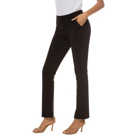 iChosy Women's Pull On Barely Bootcut Stretch Dress Pants Black32 8