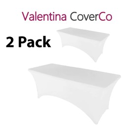 Valentina CoverCo 2 Pack Stretch Spandex Table Covers (White, 6 Foot)