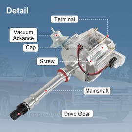HEI Distributor Clear Cap Compatible with Chevy GM SBC V8 283 305 307 327 350 400 Small Blocks BBC 396 427 454 Big Block 65K Coil 7500 RPM