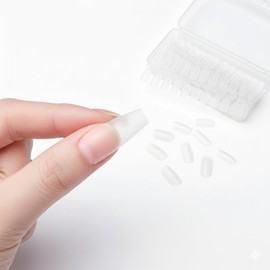 Nail Tip, Ultra Thin, Short, Clear, Sanding, Natural Fit, False Nails (Ballerina M, 300pcs)