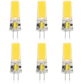 Edearkar G4 LED COB Light Bulbs Warm White 3000K 12V JC Bi-Pin Base, 5W Equivalent to 50W Halogen Bulb Dimmable for Landscape Lighting, AC/DC12V, G4 Bi-pin Base, No Flicker, 6 Pack