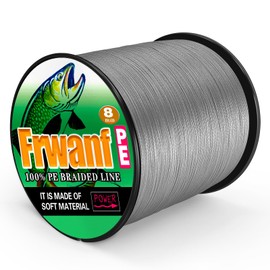 Frwanf Braided Fishing Line 8 Strands Super Strong PE Fishing String Power Pro Fishing Braid Line for Saltwater and Fresh Water 250 LB Test 500M Gray