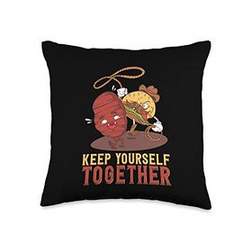Cheese Ground Beef Snack Buns Fast Food Lover Keep Yourself Together Burger Throw Pillow, 16x16, Multicolor