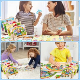 Wooden Puzzle Display Stand, Wooden Puzzle Storage Rack, Puzzle Organizer, Puzzle Holder Rack for Kids Adults Craft Collection Lovers (4 Pcs)