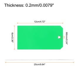 Rebower 100Pcs Plastic Shipping Tags 4.72x2.36 Inch Green Waterproof Labeling Tags with Wire for Luggage Garage Equipment Inventory Car Parts Name Price