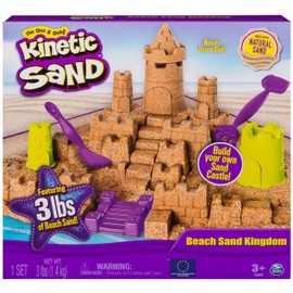 Kinetic Sand Beach Sand Kingdom Playset with 3Lbs of Beach Sand, includes Molds and Tools, Play Sand Sensory Toys for Kids Ages 3 and Up