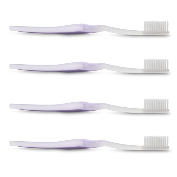 WELdental Welbrush Soft Flossing Sensitive Toothbrushes (Purple, 4-Pack)