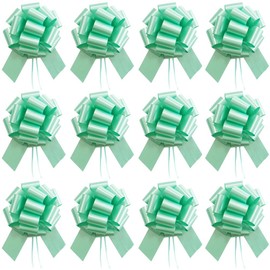 12 PCS Large Pull Bows, Gift Bows for Presents,6 Inches,Christmas Party Birthday Gift Wedding Ribbon Bows for Valentines Day, Birthday, Anniversary,Wedding,Florist Packaging (Green)
