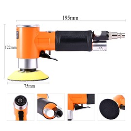 Compressed Air Random Orbital Sander 75 mm 50 mm, Mini Angle Grinder, Polishing Machine for Car, Furniture, Wood (Orange)