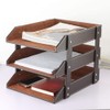 Very Sturdy 3 Tier Leather Desk File Rack for Office