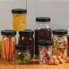 Yodecy 16 Pack Black Plastic Mason Jar Lids,8 Wide Mouth