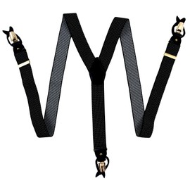 Vesuvio Napoli New Y back Men's Suspenders Braces clip on Formal black white dots