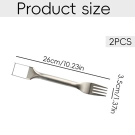 Thyonta 2 Pcs 2-in-1 Watermelon Cutter & Fork Portable 304 Stainless Steel Double-Headed Cutter for Watermelon Various Fruits Suitable for Picnics Kitchens Gatherings