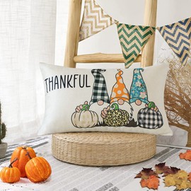 JOTOM Autumn Cushion Cover 30 x 50 cm Decorative Cushion Cover Fall Decorative Cushion Sofa Cushion Cover for Sofa Couch Bedroom Outdoor Farm (Dwarves Pumpkin)